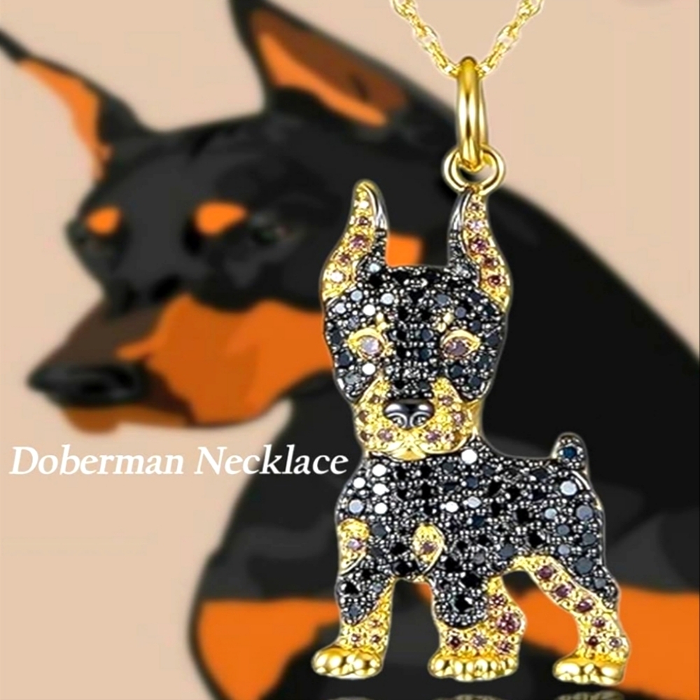 NEW! Cubic Zirconia Doberman Keychain/Bag 🎒👜 Charm & Jewelry Pendant ~ 🐾 🐕